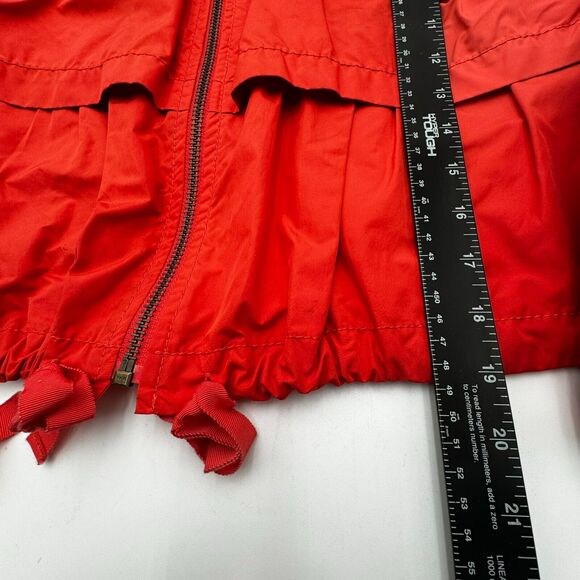 LOFT | Women's Small Petite SP Salmon Coral Full-Zip Tiered Ruffled Jacket Top - Picture 3 of 8